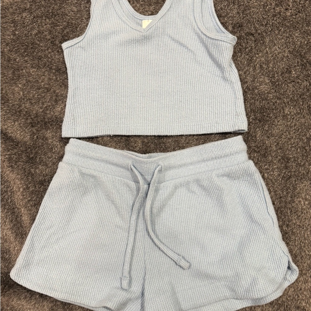 Kids Light Blue Ribbed Matching‎ Set